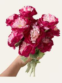 Artificial Peonies 6pcs Ranunculus Silk Flowers 18Heads Pink Flowers Combo Champagne Fake Flowers Floral Arrangements Wedding Decorations For Home Kitchen