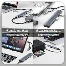 8 In 1 USB C USB A Hub, 1 USB 3.0 5Gbps, 3 USB 2.0 Ports, USB C Data Port, SD And TF Card Reader, 3.5mm Audio Jack, Aluminum Alloy Type C Multiport Adapter, Plug And Play For Laptop Desktop PC Tablet - màu sáng - Xem 7
