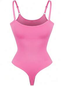 1 件装无缝聚拢塑身衣，收紧腰部和腹部，舒适弹力肩带，收腹丁字裤紧身衣，女士无缝塑身衣，收腹提臀，丁字裤紧身衣