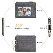 Sodsay Card Case Slim Front Pocket Wallet For Women Credit Card Holder With Keychain - Denim Black - 查看 4