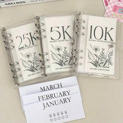 2.500/5.000/10.000 euro spaaralbum voor 12 maanden, losbladig spaarboekje, ringband, spaarboek, geld enveloppen, geldbespaarder, uitdagingsplanner, fotoalbum met grote capaciteit, financieel beheerplanner