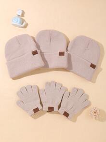 2/6-Piece Fashion Car Logo Hat Glove Set In Black, White, And Khaki For Daily Casual Wear In Autumn And Winter To Keep Warm - Knitted Hat + Gloves Combination - View 16