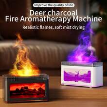 3D Realistic Fireplace Flame Aroma Diffuser, Home Desktop Fragrance Mist Humidifier, 7 Color Essential Oil Aromatherapy Machine - Multicolor - View 2