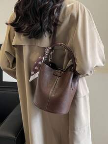 Women's Fashionable Everyday Versatile Minimalist Bucket Handbag - Coffee - View 10