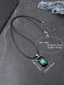 1pc Minimalist Fashionable Zodiac Sign Couple Necklace, Beaded Pendant Necklace - Multicolor - View 2