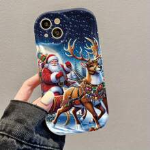 Un  de teléfono blanco puro con un tema navideño como santa, renos y trineo para varios modelos de , incluyendo 16, 15, 14, 13, 12, 11, 8, 7 Pro/Pro Max/Plus/X/Xs/Xr/Xs Max. Proporciona protección de la lente y funciona como una funda protectora que se convierte en una buena opción de regalo. - Mezcla de color 1 - Ver 7