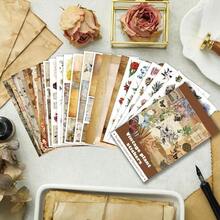 347Pcs Journaling Stickers And 20 Sheets Scrapbook Paper, Vintage ScrapbooFKing Kit, Plant Flower Butterfly Background Ephemera For Junk Journal Supplies, Planners, Bujo, Collage Art,38SheetsVintageStickerFSandssPaperKit - 38張復古貼紙和紙張套裝 - 查看 7