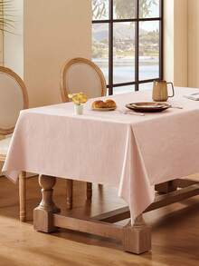 1 Peça Toalha de Mesa Quadrada à Prova d'Água e Respingos, em Poliéster com Padrão Redemoinho, Design Jacquard Inspirado no Oceano, Lavável, Portátil, Adequada para Cozinha, Mesa de Jantar, Festas em Casa, Cafés, Restaurantes, Bufês e Mais Ocasiões - Rosa chiclete - Visão 3