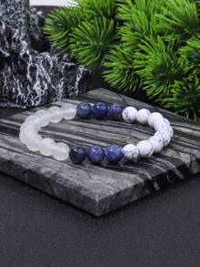 Sleep Improvement Crystal Bracelet For Women Men, Sodalite & White Turquoise Emotional Balance, Tranquility, Calm, Spiritual Meditation Reiki Jewelry For Women Men