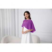 Chiffon Shawl Wraps Shrug For Evening Dress Wedding Cape Cover Up - 紫色 - 查看 2