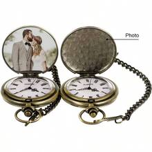 - Reloj de bolsillo grabado para hombre, regalo de propuesta de boda, regalo para el mejor hombre para un da, relojes de bolsillo para hombres, bronce - inicial - Ver 7