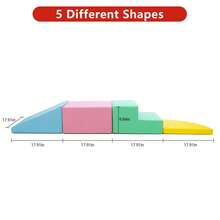 PtioHavn Juego de 4 piezas de espuma para bebés, juguetes de escalada blandos de cuero PU, equipo de juego infantil para interiores, combinación de tobogán y bloques de escalada. - Bloqueo de color - Ver 3