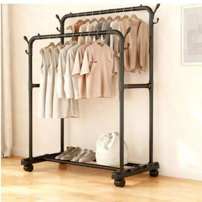 Suport de uscare a hainelor cu 1/2 niveluri, rulant, independent, pentru dormitor (105 * 37 cm)