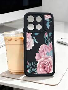 1 pieza Funda de teléfono con diseño de rosas en tono rosa sobre fondo oscuro en estilo elegante y romántico ideal para amantes del amor y lo sofisticado TPU soft case, protección completa antideslizante y anti-caída, compatible con iPhone17 ProMax/16/15/14/13/12/11/Plus/Pro/ProMax, compatible con Galaxy A34/A35/A54/A55, Galaxy S20/S21/S22/S23/S24/S25 Ultra/Plus, compatible con Galaxy/Redmi/Honor/OPPO/ViVo - Marrón - Ver 3