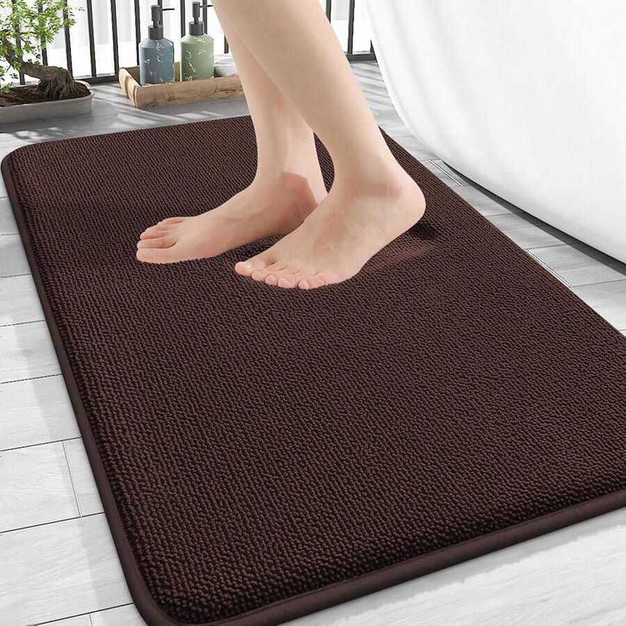 Thick Memory Foam Bath Mat Rug 30x20, Extra Soft Absorbent Bathroom Rug, Quick Dry Bath Mats, Non-Slip, Machine Washable Carpet For Bathroom, Tub And Shower, Home Decor Accessories, Brown,30inchx20inch,Brown - Coklat - View 1