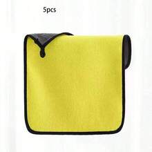 Set de 5 paños de limpieza de felpa de coral de doble cara de fibra ultrafina - Toallas reutilizables de alta absorción, diseño de dos colores (amarillo y negro), forma cuadrada adecuada para el hogar, la cocina, el coche, el baño, la limpieza de vidrios, paños de cocina