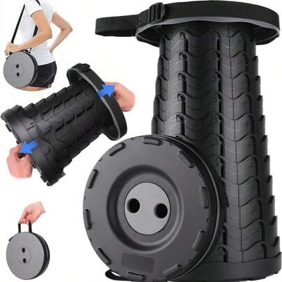 Upgraded Thickened Foldable Stool, Portable Retractable Stool For Fishing, Hiking, BBQ, Parties, And Outdoor Activities (Rainbow/Black)