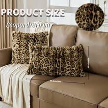 Cheetah Print Faux Fur Fluffy Pillowcases,Pl 11ush Soft Throw Pillow Covers, Fuzzy Decorative Leopard Print Pillow Cases, Furry Brown Leopard Cushion Covers For Couch Sofa-18x18 Inch Set Of 2,18inchx18inch(Packof2),BrownLeopardPrint - BrownLeopardPrint - Xem 7
