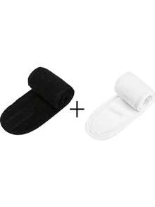 1件/3件/5件装可调节宽发带瑜伽SPA沐浴淋浴化妆洗脸美容头带女士化妆配饰发饰 - 黑色 - 查看 37