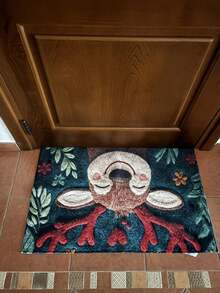 1pc New Winter Cute Smiling Deer Print Doormat, Uploaded Real Photos & Details, Suitable For Living Room, Bedroom, Indoor - Machine Washable - Flannel Material, Delicate Wrap, Skin-Friendly, No Pilling, Water-Resistant Easy Care, No Odor - Ideal For Home Decor, Room Decor, Living Room Carpet, Bedroom Carpet, Bathroom Carpet, Kitchen Carpet, Area Rug, Hotel Decor - Area Rug, All Season Use - Multicolor - View 7