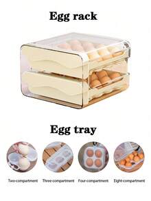 1pc Double-Layer Drawer Style Egg Storage Rack, Transparent Plastic Refrigerator Egg Holder, Drawer Style Kitchen Double-Layer Refrigerator Storage Box, Stackable PET Egg Storage Set, Stackable, Egg Storage Tray, Double-Layer Design For Larger Capacity, Transparent Plastic Egg Rack, Suitable For Refrigerator, Countertop, Cabinet, Easter Gift - Multicolor - View 11