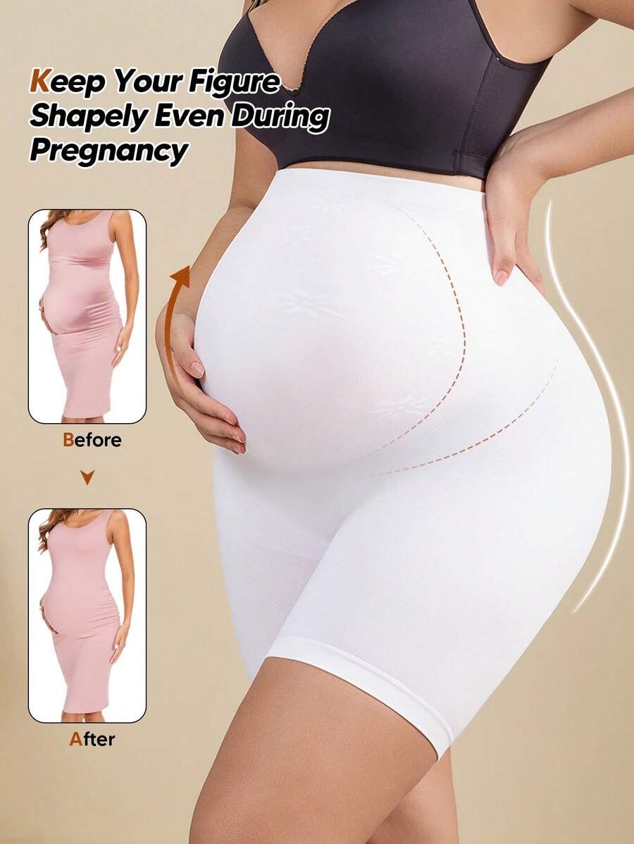 Pregnant Women's High Elasticity 5-Point Maternity Leggings - Ideal For Everyday Wear - White - View 1