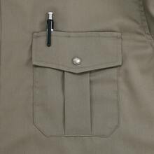 Men's Western Cowboy Long Sleeve Pearl Snap Solid Button Down Up Casual Classic Work Shirts - Màu Khaki - Xem 5