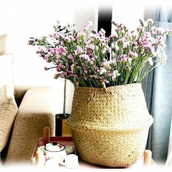 1pc Vintage Handmade Woven Flower Pot, Creative Space-Saving Basket, Multifunctional Desktop Vase Decor, Home Decoration, Suitable For Party, Office, Bathroom, Bedroom, Living Room, Dorm