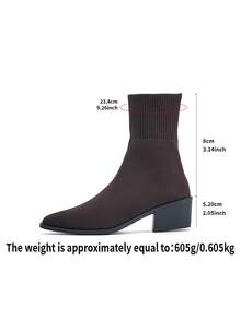 Bottes cheville femme à bout pointu, style Glissant, coupe slim, bottes cheville, grande taille, automne/hiver - Tabac - Voir 7