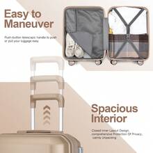 Somago 20" Carry On Luggage And 14" Mini Cosmetic Cases Travel Set Lightweight Polypropylene Suitcase With TSA Lock YKK Zipper Hardside Luggage With Spinner Wheels (2 Piece Set) - 土豪金 - 查看 5