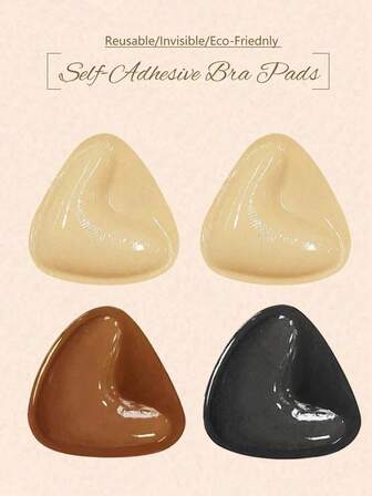 1 Pair Of Double Sided Self-Adhesive Bra Pads, Chest Pads Adhesive Pads, Reusable Padding Pads, Bra Bikini Invisible Thickened Chest Pads Waterproof For Swimming