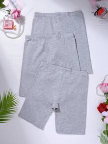 3pcs/Pack Seamless Solid Color Underwear - Grey - View 3