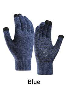 一双男女通用针织手套，保暖内衬，支持触屏操作，厚实防风，秋冬季骑行必备 - 彩色 - 查看 13