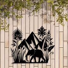 Hello Young 1 Retro Eisen Wandkunst - Natur-inspirierte Elefanten- und Bergsilhouette. Perfekt für rustikale Schlafzimmer- oder Wohnzimmer-Dekoration. Einfach aufzuhängen, ideal als Weihnachtsgeschenk für Familie und Freunde. Feine Verarbeitung und hochwertige Handarbeit, entworfen für Naturliebhaber und Innenarchitekten. Geeignet für Raumdekoration