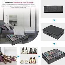 2 Pack Sturdy Under Bed Shoe Storage Organizers, Fit Total 24 Pairs, Large Underbed Closet Shoes Box Container Bag With Clear Cover, Breathable, 29.3x23.6x5.9 Inches(Except For Men's Sports Shoes) - đen(28 ô) - Xem 4