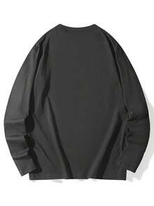 Women's Loose Fit Cartoon Print Long Sleeve T-Shirt, Versatile For Spring And Autumn Casual - Dark Grey - View 3