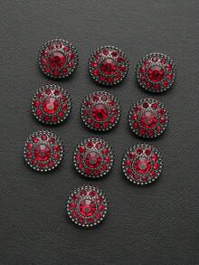 10 Pieces Of Round Fully Beaded Golden Small Buttons For Shirt, Cardigan, Dress, Coat, Sweater, Jacket Decoration Hand-Sewn Button Hand-Held Flower Gift Box Shoe Hat Luggage DIY Accessories - Multicolor - View 6