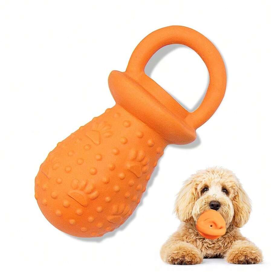 Latex Chew Dog Toys, Novelty Squeaky Pacifier Dog Toys, 5.2\ Durable Pacifier Dog Chew Toys For Small And Medium Dogs(Orange,1 Pcs),Orange - 橘色 - 查看 1