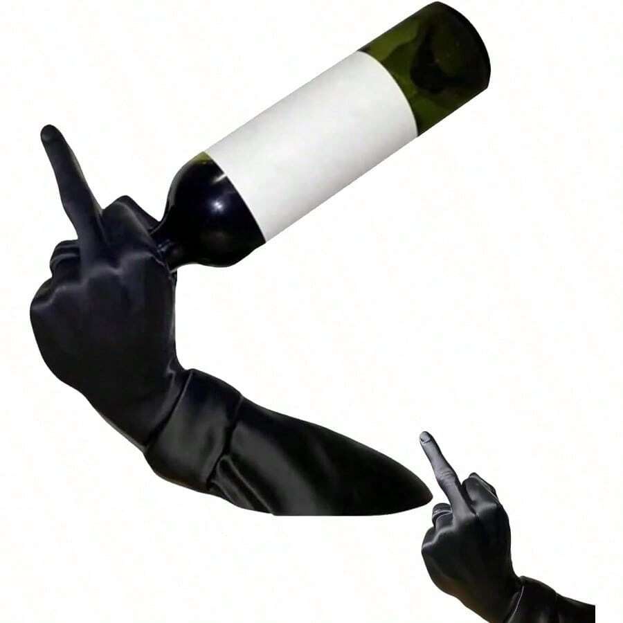 YUnique Middle Finger Wine Rack Funny Hand Gesture Bottle Holder Decorative Single Bottle Display Stand for Countertop Bar or Dining Table Novelty Gift for Wine Lovers Home Kitchen 1Pcs - 1 unidad - Ver 1