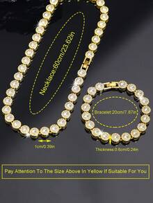 10毫米2件套圆形链项链套装，白色镀金，男女皆宜，嘻哈风格项链套装，奢华珠宝套装，适合情人节、生日、日常佩戴和派对。 - B - 查看 20