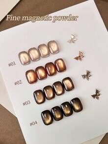 LYTTOA 10ml Conoce el esmalte de uñas de gel con efecto ojo de gato de otoño dorado, set de 4 colores 2025 Nuevo marrón caramelo y chocolate, bolas de vidrio magnéticas de gel 1 pieza/4 piezas