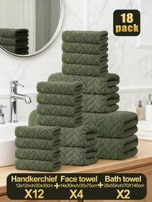 18 pezzi Set Asciugamani in Pile di Corallo [12 Fazzoletti + 4 Salviette + 2 Asciugamani da Bagno], Ultra Morbidi, Altamente Assorbenti, Amichevoli per la Pelle, Senza Sfilacciature, Senza Sbiadimento, Adatti per Casa, Hotel, Spa, Palestra, Cucina, Bagno, Viaggio, Spiaggia, Essenziali per il Bagno di Lusso, Decorazione per la Casa, Accessori per il Bagno, Confezionamento sottovuoto (Disponibili in Più Colori)