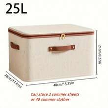 1/2 paquetes de cestas de almacenamiento con tapa con cremallera, cajas de almacenamiento con tapa de tela plegables, lavables, organizador de estantería de armario, contenedor con asas, caja de almacenamiento plegable y portátil para dormitorio, organizador de ropa y edredón a prueba de polvo, para debajo de la cama (Beige) - Beis - Ver 7