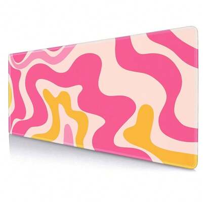 Pink Abstract Wave Desk Pads, Swirl Pattern Boho Large Gaming  Pad, Extra Large Pad, Aesthetic Desktop Mat For Laptop Work Home Decor, Non-Slip Rubber Computer Pad, 31.5 X 11.8 In{Inchcolor_nameinch:InchPinkAbstractWaveinch}