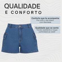 MILLE MODAS SHORT CARGO JEANS WOMEN - Dark Wash - View 8