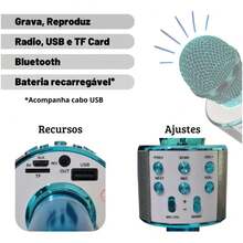 Microfone Karaoke Youtuber Sem Fio Bluetooth Com Caixa Som - Multicolorido - Visão 5