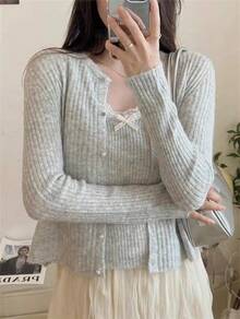 Women Cardigans - Light Grey - View 3