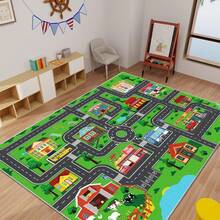 Kids Carpet Playmat Rug, Car Rug For Kids Cars, Non-Slip Town City Road Map Kids Rug For Playroom Bedroom Boys, Kids Car Mat Road Rug, Track Rug Car Play Rug For Kids
