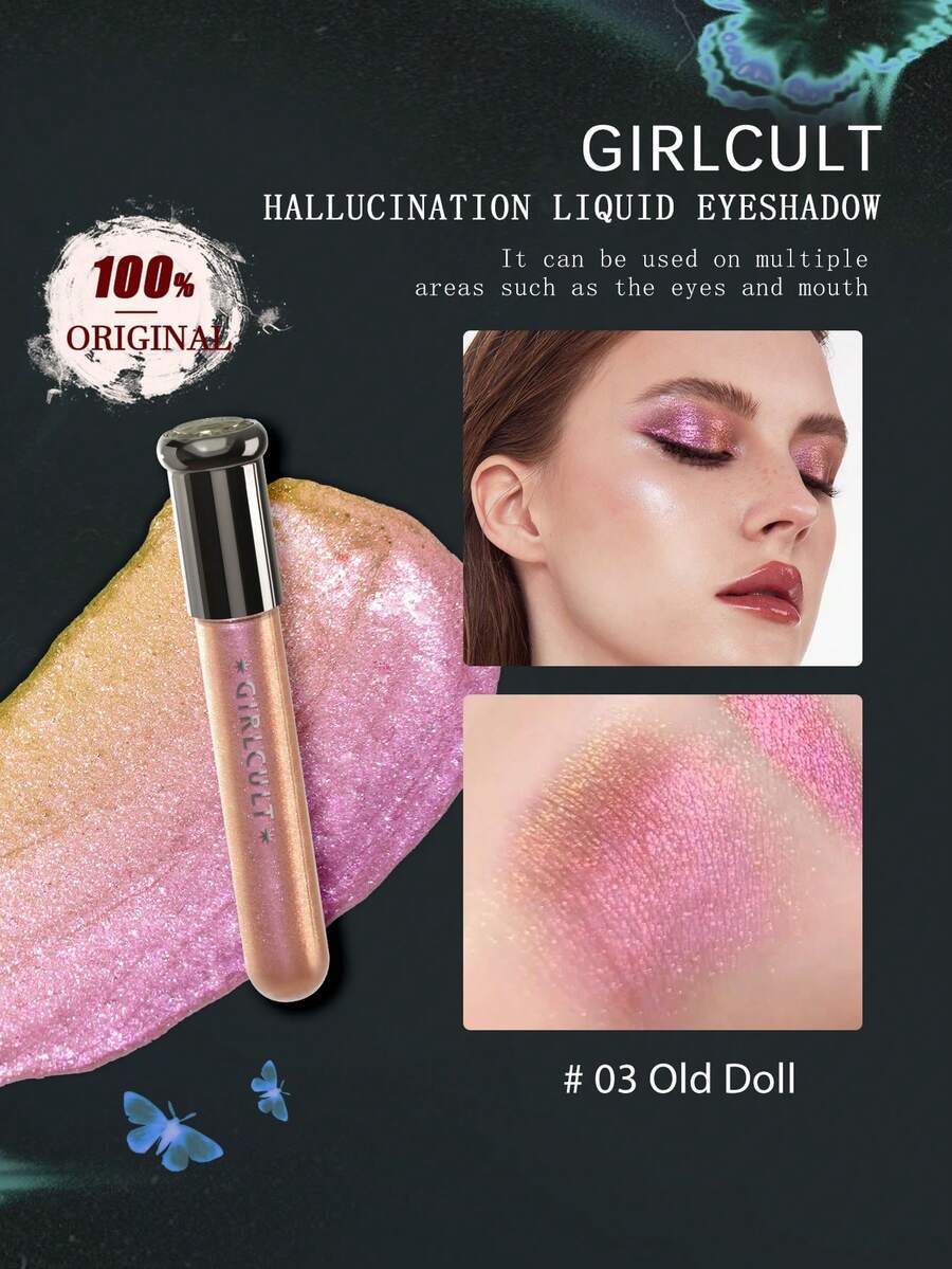 GIRLCULT Illusion Liquid Eyeshadow 03 Vintage Doll, Fine Pearlescent, Sparkling Effect, Lightweight Liquid Formula, Creamy Texture, High Color Payoff, Easy To Blend, Long-Lasting, Smudge-Proof - 03 Old Doll - 查看 1