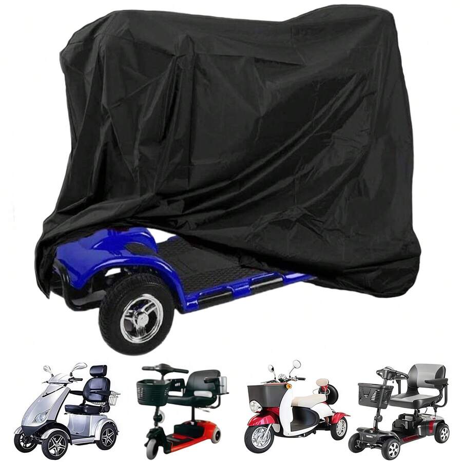 Heavy-Duty Waterproof And Dustproof Electric Scooter Cover With Adjustable Strap - Fits Most Vehicles, Red And Black Design, Scooter Accessories, Vehicle Accessories, Protective Cover, Reinforced Stitching, For Outdoor Enthusiasts. - Black - View 1